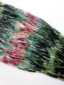 Tourmaline naturelle multi-pierres précieuses en cristal Tourmaline Minéraux lisses Tourmaline Bâtons pleins percés Briolette - Product Image 2