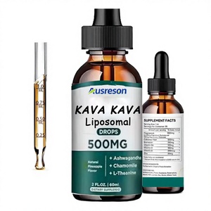 Ausreson OEM Gouttes d'extrait liposomal de racine de Kava 70% Qualité alimentaire pour adultes Bouteille de 60 ml - Product Image 1