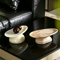 SAIDKOCC 30*15*9CM Plat à fruits ovale sur pied en marbre naturel, style simplicité moderne, ornement décoratif de bureau