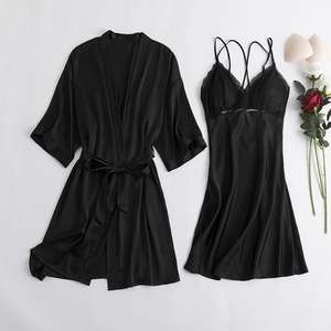 2 pezzi <span class=keywords><strong>Set</strong></span> <span class=keywords><strong>vestaglia</strong></span> in raso <span class=keywords><strong>da</strong></span> <span class=keywords><strong>notte</strong></span> <span class=keywords><strong>da</strong></span> donna Kimono estivo accappatoio in pizzo sposa <span class=keywords><strong>vestaglia</strong></span> Casual <span class=keywords><strong>camicia</strong></span> <span class=keywords><strong>da</strong></span> <span class=keywords><strong>notte</strong></span> - Product Image 3