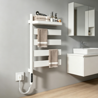 Porte-serviettes électrique intelligent WiFi 125W |   Contrôle par application et vocal, 4 barres 180 °   Chauffe-mur rotatif en acier inoxydable, étanche IPX4