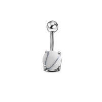 Anneaux bouton de barre de 14G CZ avec dispositifs de retenue Bijoux chirurgicaux en acier inoxydable 10MM Barbell anneau de ventre opale Piercing de nombril Bijoux de corps