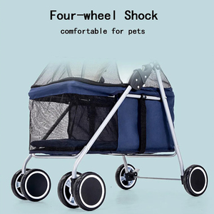 Vendita calda di alta qualità pieghevole a quattro ruote facile da camminare per animali domestici prodotti da viaggio passeggino per cani da gatto - Product Image 2