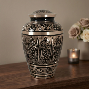 Urna Funeraria de Metal, Hecha a Mano, Grabada, Recuerdo Conmemorativo, Redonda, para Mesa, para Cenizas de Adultos, Diseño Personalizado - I H C - Product Image 4