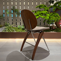 Chaises de salle à manger modernes pour hôtel, restaurant, maison, en bois et métal, avec revêtement en cuir