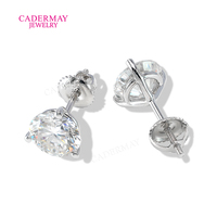 Cadermay Moissanite Solitaire Boucles D'oreilles 5mm 6.5mm 8mm 9mm VVS Moissanite Diamant 3 Prongs Martin Boucles D'oreilles pour Femmes Hommes Cadeau
