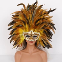 Masque en plumes élégant fait à la main avec des paillettes pour les spectacles sur scène et les bals masqués, adultes unisexe
