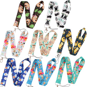 Cute Cartoon Digital Printing Polyester Customized Logo Promotion Mobile Phone ID Card Hanging Neck Key Chain Lanyard Soft