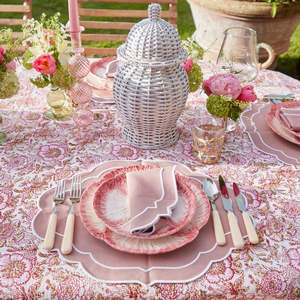 Wholesale New Design 45% Cotton 55% <strong>Linen</strong> Dusty Rose Cocktail <strong>Napkins</strong> Embroidered <strong>Scallop</strong> Edge - Product Image 5