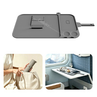 Plateau de Table d'Avion Personnalisé en Silicone avec Support de Téléphone Pliable et Trou de Passage pour Câble