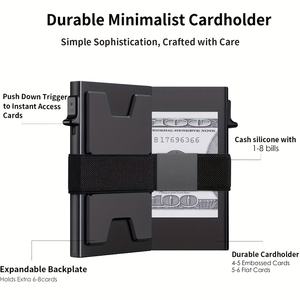 Portefeuille mince en métal d'aluminium pour homme avec plaque arrière extensible durable et minimaliste pour le porte-cartes Pop Blocage RFID pour le crédit C - Product Image 2