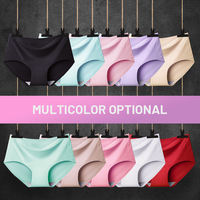Culottes Femme en Soie Glacée Taille Moyenne Respirantes, Découpe Laser, Taille Plus, Culottes Sans Couture