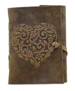 Carnets en cuir personnalisés en gros, carnets en cuir gaufré en forme de cœur, carnets pour femmes, carnets en cuir souple faits à la main - Product Image 3