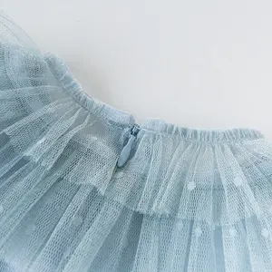 Mijia DB13090 — robe d'été en maille pour filles, tenue de princesse, avec nœud, couleur unie, vêtement de fête, pour enfants