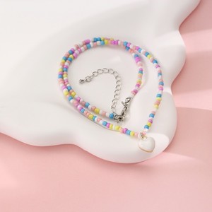 <b>Candy</b> Color Heart Seed Bead <b>Necklace</b> Handmade Beaded Jewelry Gift For Women Girls Fashion Accessory - Product Image 3