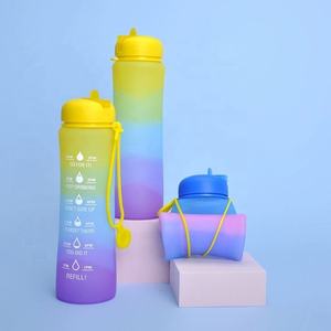 Nouvelle bouteille d'eau en silicone écologique pour enfants et adultes, sans BPA, type à pression, pour course à pied, camping, randonnée, avec logo personnalisé, prix bas - Product Image 5