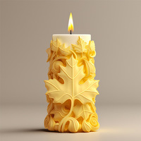 Moule en silicone pour bougie aromatique en forme de feuille d'érable en relief, colonne ronde, pour gâteau, décoration maison DIY, diffuseur de plâtre