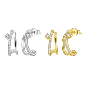 Pacho Women's S925 <b>Sterling</b> <b>Silver</b> Moissanite <b>Hoop</b> Earrings Brilliant Cut Claw Setting Double Layer Rhodium Plated GRA Certified - Product Image 1