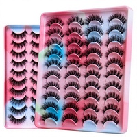 Faux cils européens et américains à tige rigide, aspect naturel, 20 paires par paquet, styles variés, haute qualité, en poils de vison naturels