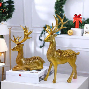 New Chinese Christmas Elk Living Room TV <b>Cabinet</b> Entrance Ornament Creative Sculpted Epoxy Resin <b>Crafts</b> Holiday Gifts - Product Image 2