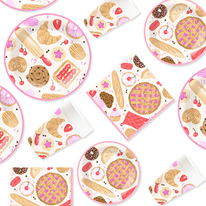 DAMAI - Juego de Vajilla Desechable de Papel con Diseño de Feliz Cumpleaños en Color Rosa, Platos, Servilletas y Mantel Desechables para Fiestas Infantiles - Product Image 4