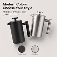 Teko Kopi French Press Tiga Tingkat Filtrasi Penahan Panas Bahan Stainless Steel untuk Sarapan Pagi OEM ODM Custom