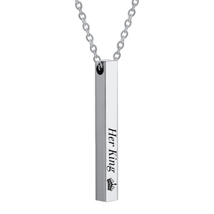 Gold Engraved <b>Custom</b> <b>Name</b> Vertical 3D Bar <b>Necklace</b> | Personalized Stainless Steel Pendant | Engravable with Fiber Machine - Product Image 2