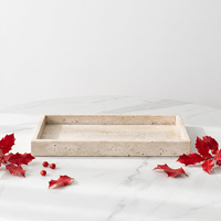 Plateau de service ovale en résine, OEM ODM, personnalisé, effet travertin, géométrique, moderne, pour hôtel, maison, salle de bain, fabricant de plateaux de vanité