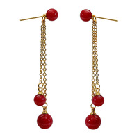 Anting-Anting Mutiara Imitasi Bulat Rantai Tipis Panjang, Membentuk Wajah Lebih Ramping, Elegan, Feminin, Cocok untuk Kantor, Serbaguna, Perhiasan Telinga Wanita
