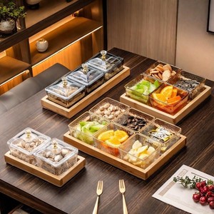 Plateau de service en bambou 23 Degrees North Latitude, 4 compartiments avec inserts métalliques pour fruits, collations et desserts - Product Image 3