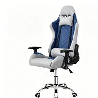 Chaise de jeu ergonomique moderne de style racing, dossier haut, réglable en hauteur, avec support lombaire et appui-tête