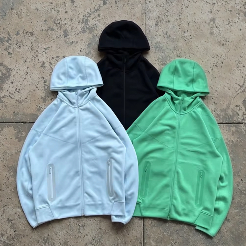 2025 Wholesale High Quality Cotton Tech Fleece Full Zip Hoodie For Men Custom Printing Logo Stand Solid Winter Sport Gym Wear