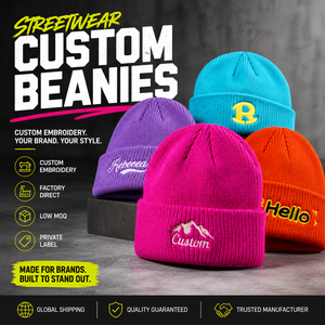 Custom Logo Ski Knit Beanie OEM Embroidery <b>Silicone</b> Label High Quality Unisex Warm Premium Winter Hat Wholesale - Product Image 1