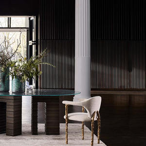 كرسي طعام خفيف وفاخر مصمم للفيلات والقُصور كرسي طعام نحاسي نقي مع مسند ظهر وتصميم فرع كرسي فردي - Product Image 4