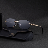 Lunettes de soleil Partagas pour hommes, sans monture, avec verres taillés diamant, branches tête de léopard, protection UV400, personnalisables avec logo, vente en gros
