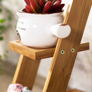 Support à fleurs de balcon de bureau, support à plantes pour pot de fleurs, support à fleurs portable pour balcon, support à fleurs en bois pour sol intérieur de salon/hall - Product Image 3