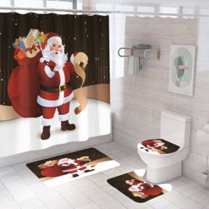 Juego <span class=keywords><strong>de</strong></span> <span class=keywords><strong>Cortinas</strong></span> <span class=keywords><strong>de</strong></span> Ducha <span class=keywords><strong>de</strong></span> Poliéster Impermeable 4 en 1, Serie Navideña Infantil, Cortina <span class=keywords><strong>de</strong></span> <span class=keywords><strong>Baño</strong></span> con Diseño <span class=keywords><strong>de</strong></span> Dibujos Animados Vintage - Product Image 1