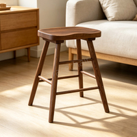 Tabouret de bar en bois de frêne blanc massif, tabouret de comptoir nordique à siège incurvé, tabouret haut pour la maison, le maquillage ou la salle à manger