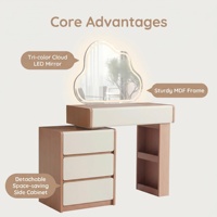 Coiffeuse moderne avec tiroirs, miroir LED réglable, table de maquillage en MDF, meuble de rangement pour hôtel et salon