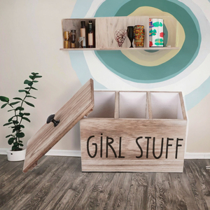 3 scomparti Pad e tampone Organizer, scatola di stoccaggio per la cura mestruale in legno, contenitore di conservazione per tovaglioli sanitari di Design per ragazze - Product Image 3