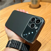 Nouvelle coque de luxe en verre AG avec objectif caméra grand angle, coque givrée anti-rayures pour iPhone 14 Pro Max
