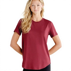 Camiseta de Mujer a la Moda, Personalizada, Corte Ajustado, Cuello Redondo, Manga Corta, Mezcla de Algodón, Proveedor Mayorista de Fábrica OEM ODM - Product Image 1