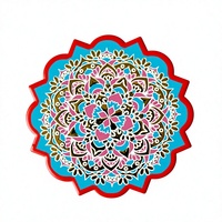 Sous-verre en céramique Mandala en gros d'usine, sous-verre absorbant en céramique imprimé sur mesure en forme de fleur pour boissons, décoration de table à la maison