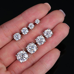 Wholesale Bulk Men's Women's High Quality Mossanite Silver 925 Hip Hop Fine Moissanite Diamond Jewelry Screw <strong>Back</strong> Stud <strong>Earrings</strong> - Product Image 1