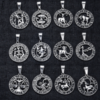 Collier pendentif en acier inoxydable, horoscope, astrologie, vintage, tendance, étanche, unisexe, cadeau pour enfants, mariage