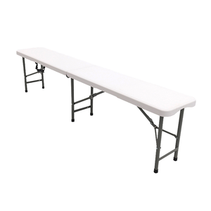 Table-banc pliable rectangulaire moderne de 6 pieds, blanche, en plastique semi-imperméable, réglable, pour camping, repas en extérieur et cour. - Product Image 4