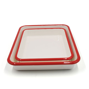 Semelles plates rectangulaires en <span class=keywords><strong>acier</strong></span> <span class=keywords><strong>blanc</strong></span>, or, vente en gros, plateau de service en métal émaillé assiettes - Product Image 4