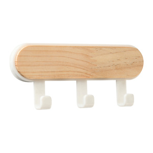 Adhesive Wood Hooks 1-3 Hooks Modern Design For Home Bathroom <b>Door</b> No Drilling High Load Capacity - Product Image 4