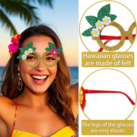 Lunettes de fête hawaïennes tropicales accessoires Photo drôles avec flamant rose cocotier en plastique ballon de plage décoration cadre nouveautés de fête