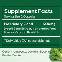 Capsules de supplément d'extrait de pousses de brocoli à marque privée, antioxydant au sulforaphane, pour le soutien immunitaire et la santé cellulaire, 60 unités